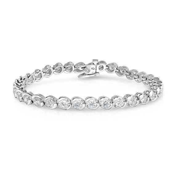 3 CT. T.w. Diamond Wave Tennis Bracelet in 14K White Gold