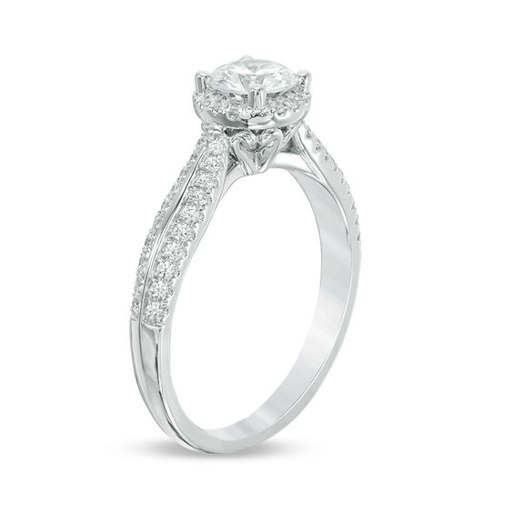 1 CT. T.w. Diamond Frame Engagement Ring in 14K White Gold
