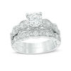 Thumbnail Image 0 of 2 CT. T.W. Diamond Wavy Shank Vintage-Style Bridal Set in 14K White Gold