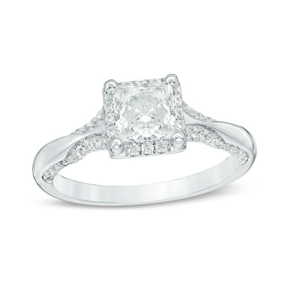 1-1/4 CT. T.w. Princess-Cut Diamond Frame Engagement Ring in 14K White Gold