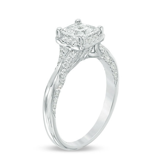 1-1/4 CT. T.w. Princess-Cut Diamond Frame Engagement Ring in 14K White Gold