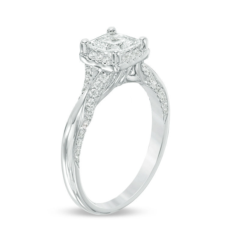 Main Image 2 of 1-1/4 CT. T.W. Princess-Cut Diamond Frame Engagement Ring in 14K White Gold