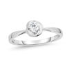 Thumbnail Image 1 of 1/6 CT. Diamond Solitaire Swirl Promise Ring in 10K White Gold