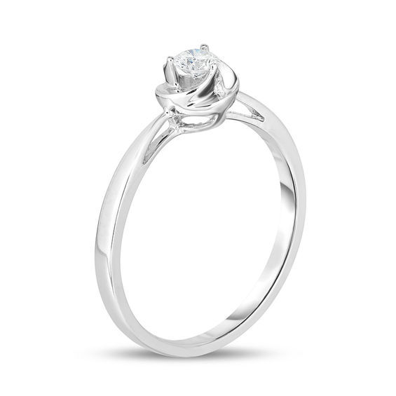 1/6 CT. Diamond Solitaire Swirl Promise Ring in 10K White Gold