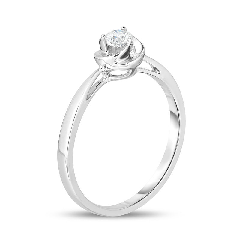 Main Image 2 of 1/6 CT. Diamond Solitaire Swirl Promise Ring in 10K White Gold