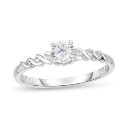 1/6 CT. T.W. Diamond Twist Promise Ring in 10K White Gold
