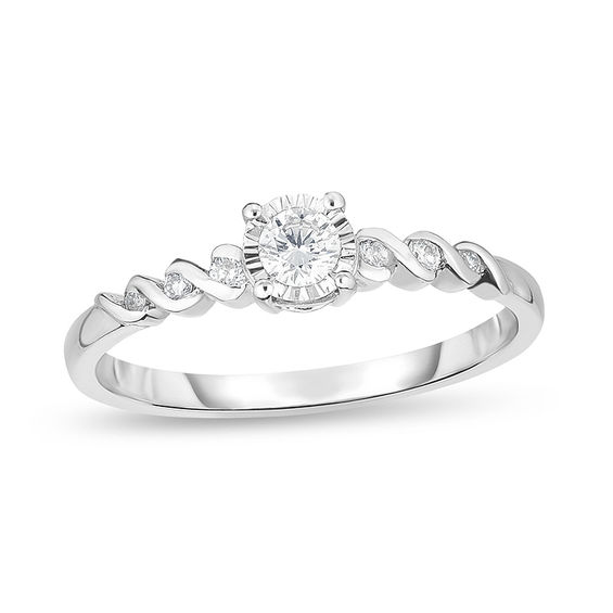 1/6 CT. T.W. Diamond Twist Promise Ring in 10K White Gold Zales