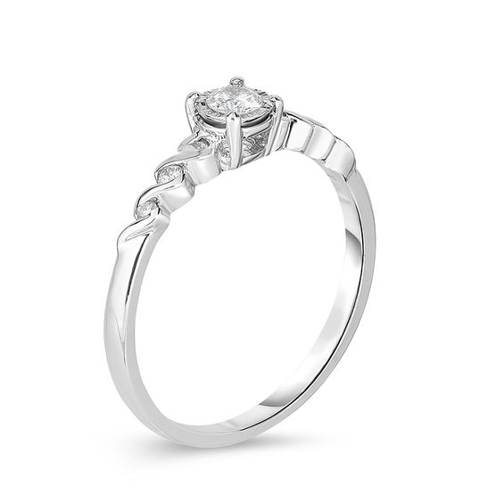 1/6 CT. T.w. Diamond Twist Promise Ring in 10K White Gold