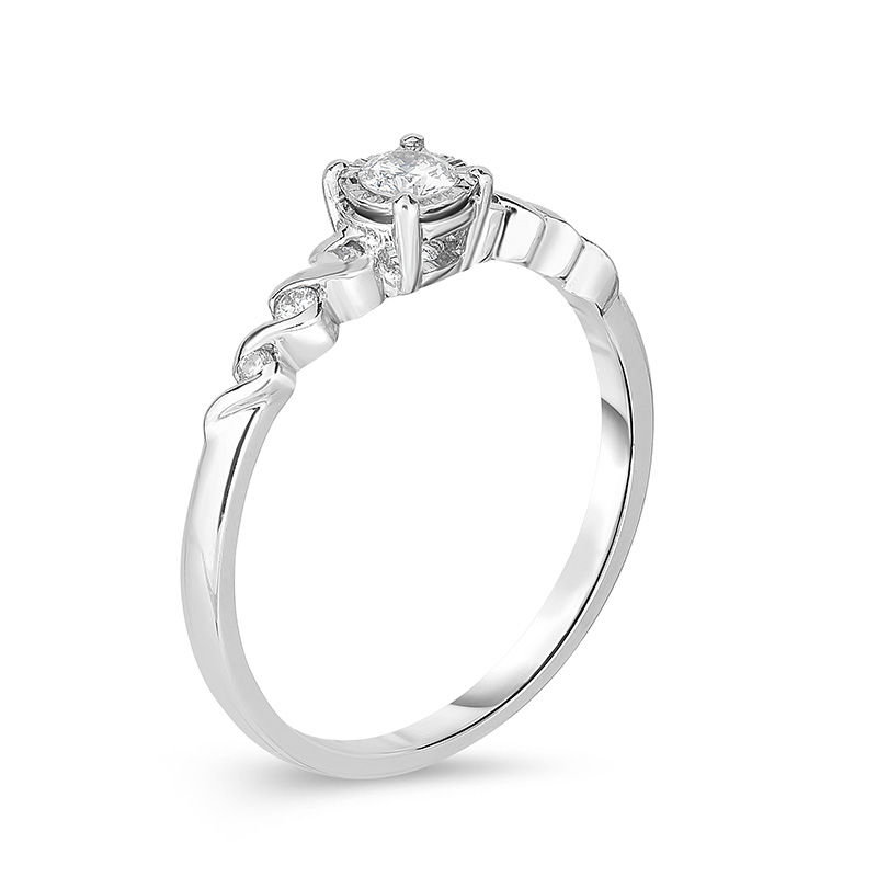 Main Image 2 of 1/6 CT. T.W. Diamond Twist Promise Ring in 10K White Gold