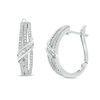 Thumbnail Image 1 of 1/2 CT. T.W. Baguette and Round Diamond Multi-Row Crossover Hoop Earrings in 10K White Gold