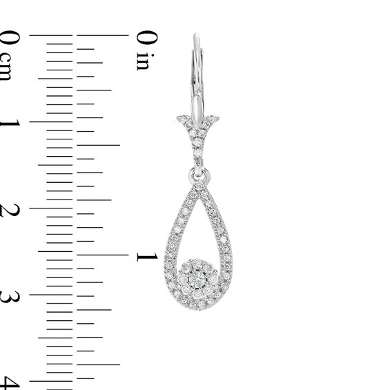 1/2 CT. T.w. Multi-Diamond Flower Teardrop Earrings in 10K White Gold