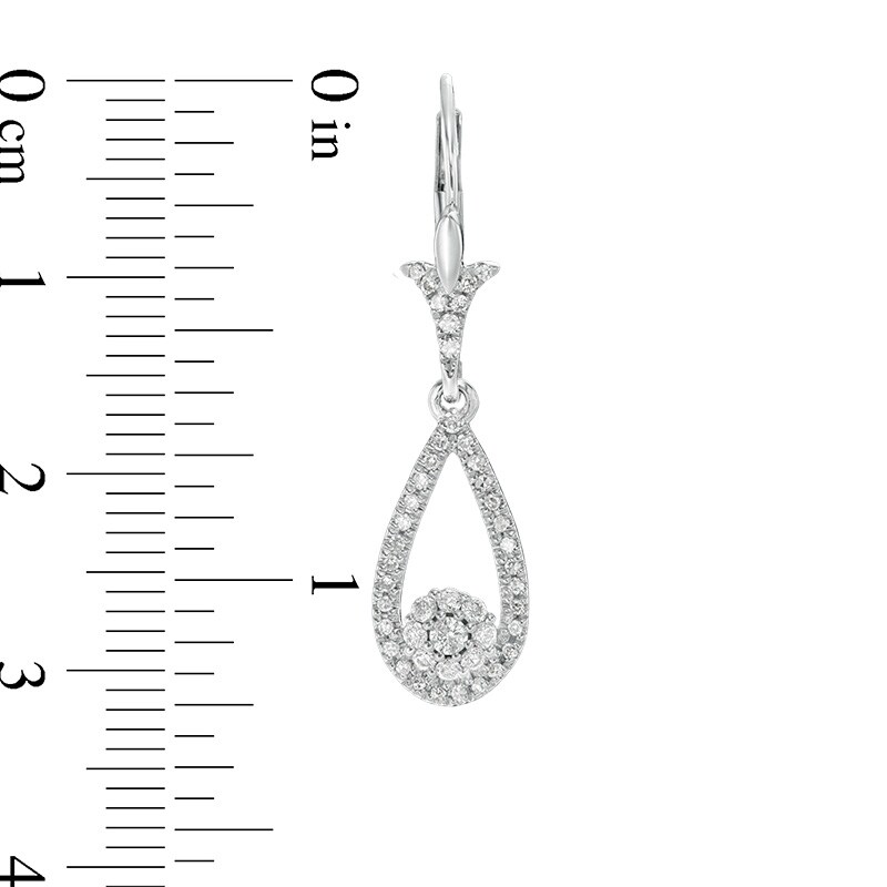 Main Image 2 of 1/2 CT. T.W. Multi-Diamond Flower Teardrop Earrings in 10K White Gold