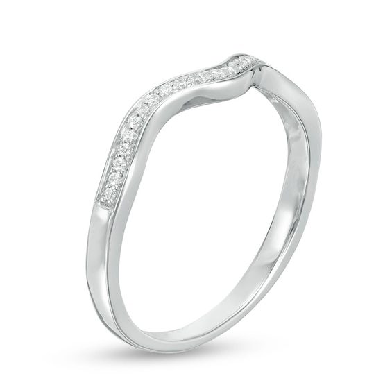 1/15 CT. T.w. Diamond Wavy Contour Wedding Band in 10K White Gold