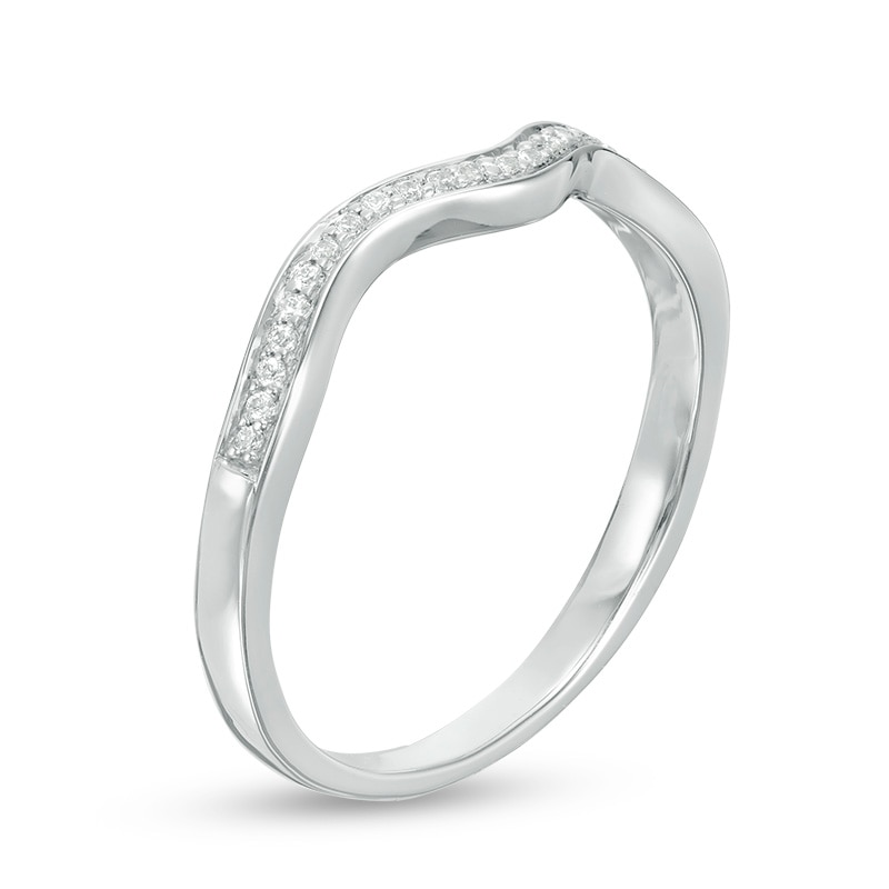 Main Image 2 of 1/15 CT. T.W. Diamond Wavy Contour Wedding Band in 10K White Gold
