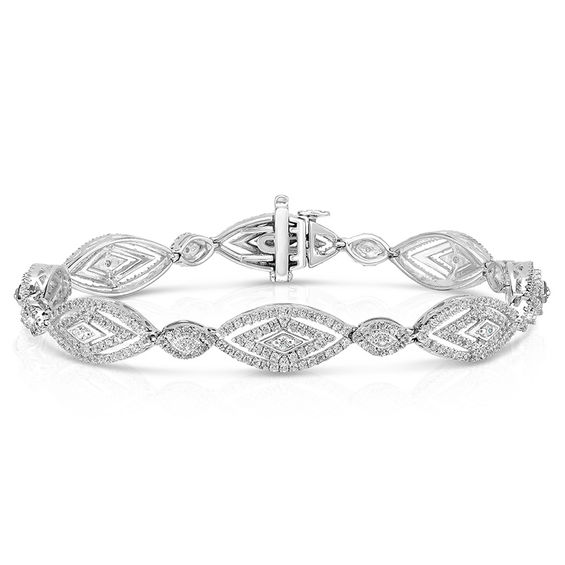 2 CT. T.W. Diamond Marquise Bracelet in Sterling Silver Zales