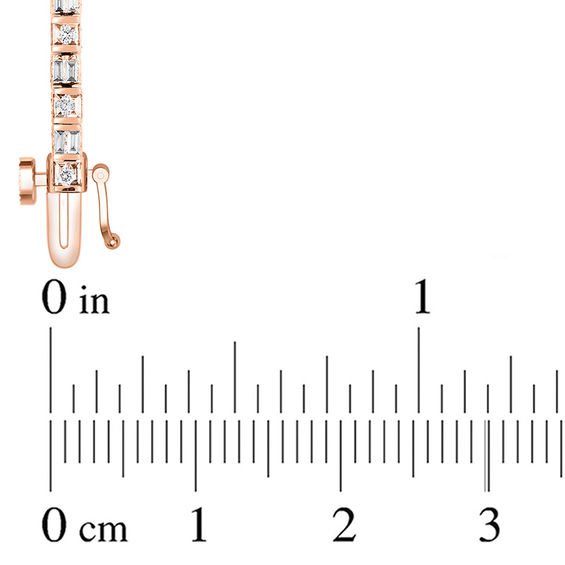 1/2 CT. T.w. Baguette and Round Diamond Tennis Bracelet in 10K Rose Gold