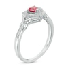 Thumbnail Image 2 of 4.0mm Lab-Created Ruby and 1/20 CT. T.W. Diamond Heart Frame Promise Ring in Sterling Silver