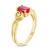 Thumbnail Image 1 of Oval Lab-Created Ruby and Diamond Accent Heart Sides Promise Ring in 10K Gold