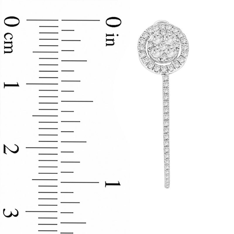 Main Image 2 of 1/2 CT. T.W. Composite Diamond Frame Inside-Out Hoop Earrings in 10K White Gold