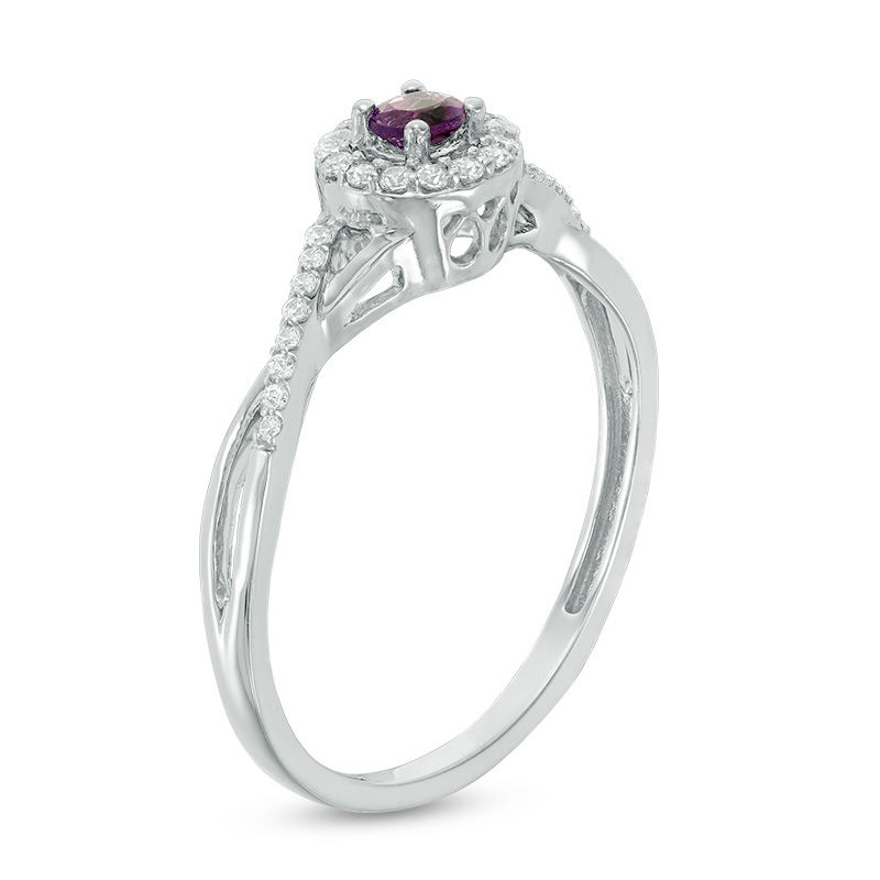 Amethyst and 1/8 CT. T.W. Diamond Frame Promise Ring in Sterling Silver