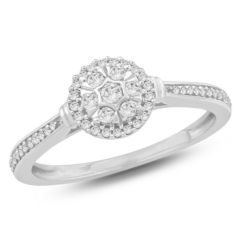 Main Image 1 of 1/4 CT. T.W. Composite Diamond Frame Collar Promise Ring in 10K White Gold