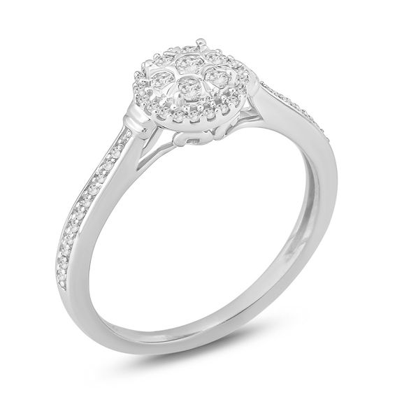 1/4 CT. T.w. Composite Diamond Frame Collar Promise Ring in 10K White Gold