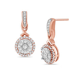 Image result for 1/3 CT. T.W. Composite Diamond Frame Drop Earrings in 10K Rose Gold