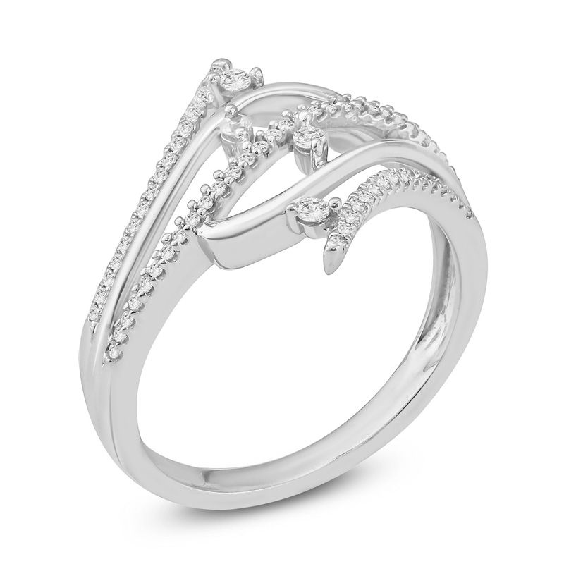 Main Image 2 of 1/4 CT. T.W. Diamond Bypass Wave Ring in Sterling Silver