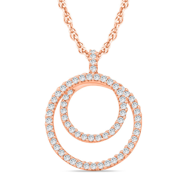 Main Image 1 of 1/6 CT. T.W. Diamond Spiral Pendant in 10K Rose Gold