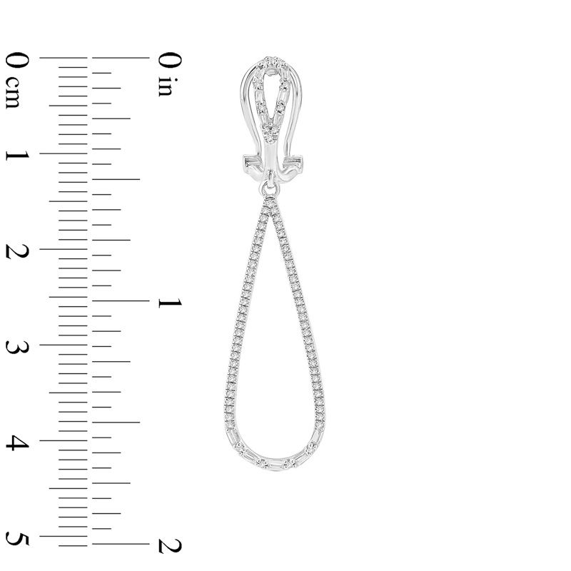 Main Image 2 of 3/8 CT. T.W. Baguette and Round Diamond Teardrop Earrings in 10K White Gold