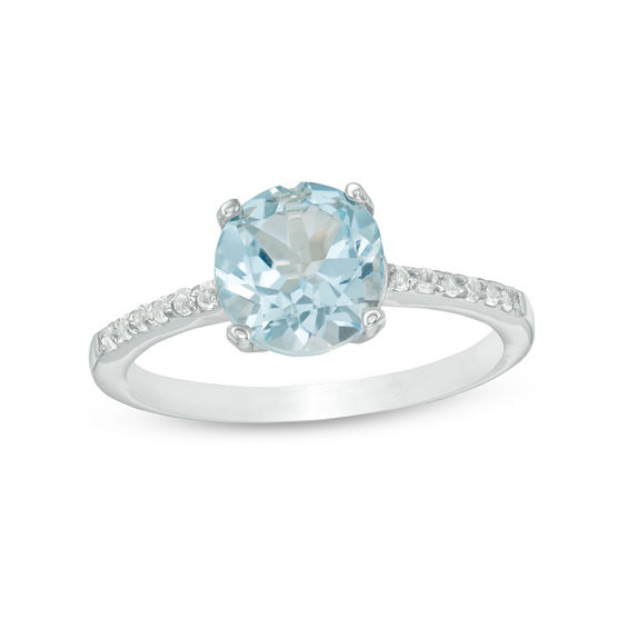 8.0mm Blue and White Topaz Ring in Sterling Silver