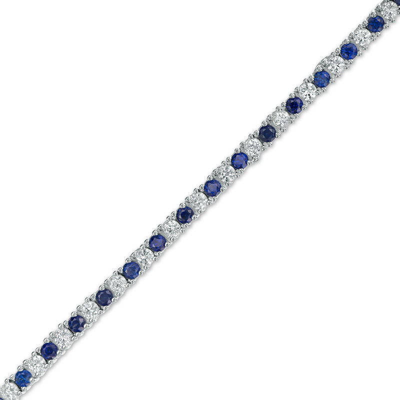 Lab-Created Blue and White Sapphire Tennis Bracelet in Sterling Silver - 7.25"