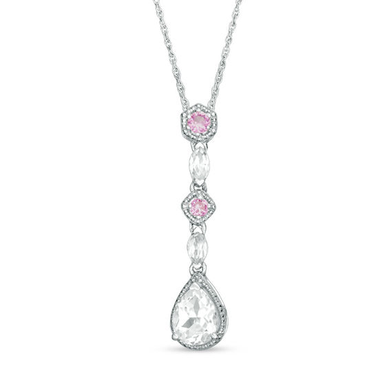 Pear-Shaped Lab-Created White and Pink Sapphire Vintage-Style Drop Pendant in Sterling Silver Pear-Shaped Lab-Created White and Pink Sapphire Vintage-Style Drop Pendant in Sterling Silver