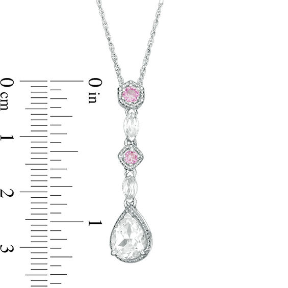 Pear-Shaped Lab-Created White and Pink Sapphire Vintage-Style Drop Pendant in Sterling Silver Pear-Shaped Lab-Created White and Pink Sapphire Vintage-Style Drop Pendant in Sterling Silver