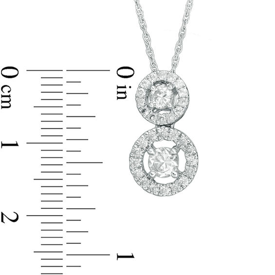 Lab-Created White Sapphire Frame Duo Pendant and Drop Earrings Set in Sterling Silver Lab-Created White Sapphire Frame Duo Pendant and Drop Earrings Set in Sterling Silver