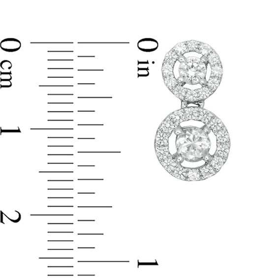 Lab-Created White Sapphire Frame Duo Pendant and Drop Earrings Set in Sterling Silver Lab-Created White Sapphire Frame Duo Pendant and Drop Earrings Set in Sterling Silver