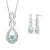 Thumbnail Image 1 of Blue Topaz and Beaded Cascading Infinity Pendant and Drop Earrings Set in Sterling Silver