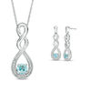 Thumbnail Image 0 of Blue Topaz and Beaded Cascading Infinity Pendant and Drop Earrings Set in Sterling Silver