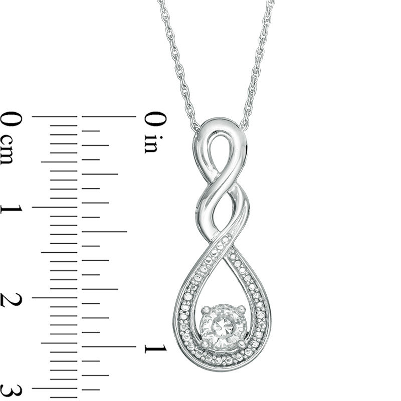 Lab-Created White Sapphire and Beaded Cascading Infinity Pendant and Drop Earrings Set in Sterling Silver