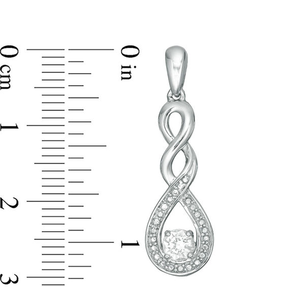 Lab-Created White Sapphire and Beaded Cascading Infinity Pendant and Drop Earrings Set in Sterling Silver