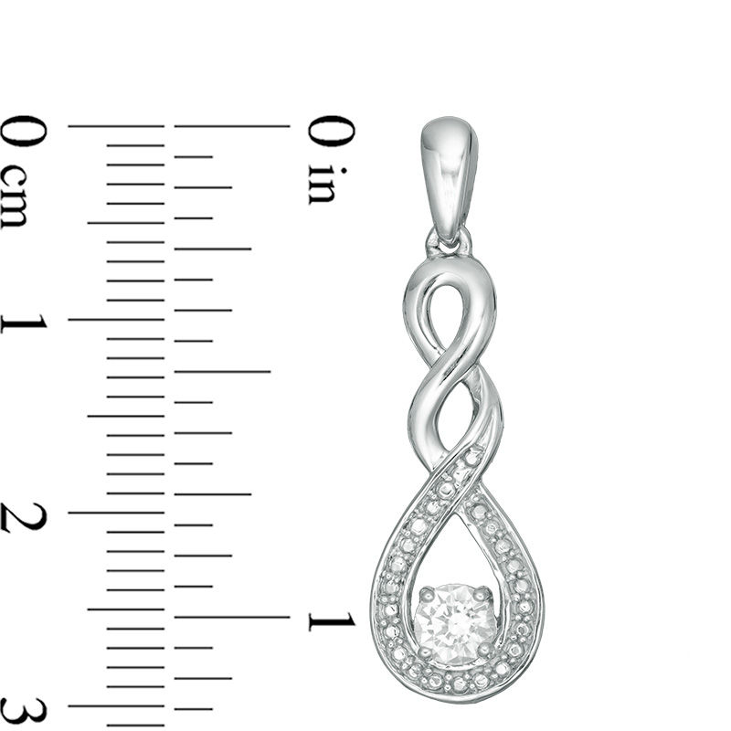 Lab-Created White Sapphire and Beaded Cascading Infinity Pendant and Drop Earrings Set in Sterling Silver