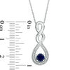 Thumbnail Image 2 of Lab-Created Blue Sapphire and Beaded Cascading Infinity Pendant and Drop Earrings Set in Sterling Silver