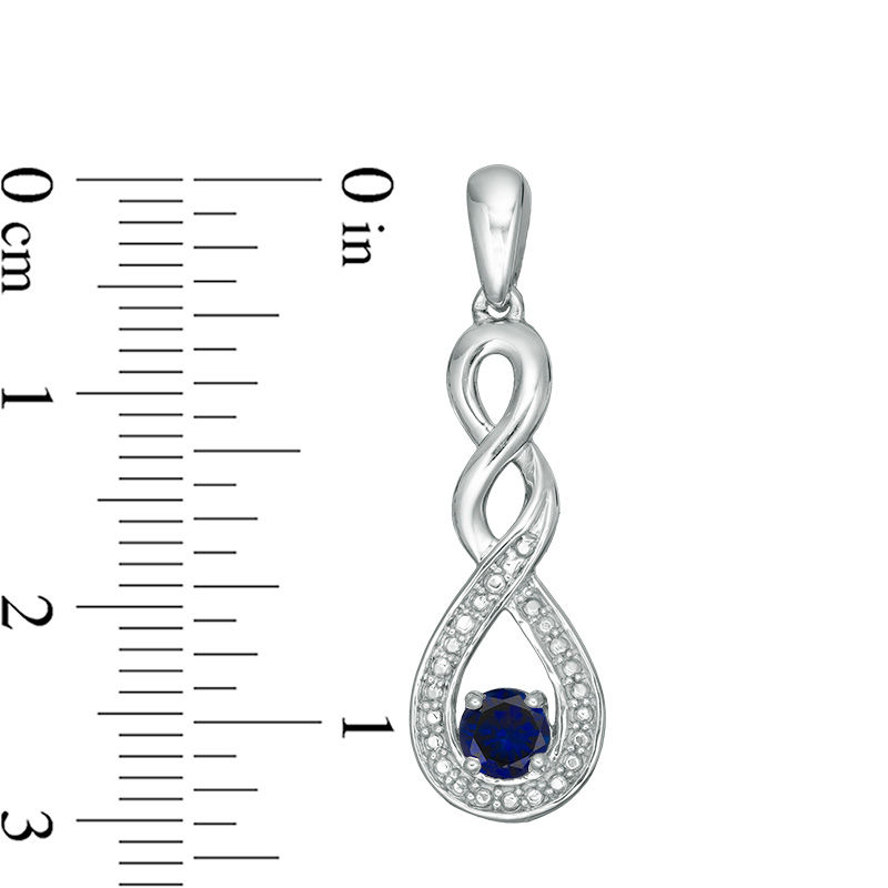 Main Image 3 of Lab-Created Blue Sapphire and Beaded Cascading Infinity Pendant and Drop Earrings Set in Sterling Silver