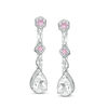 Thumbnail Image 0 of Pear-Shaped Lab-Created White and Pink Sapphire Vintage-Style Drop Earrings in Sterling Silver