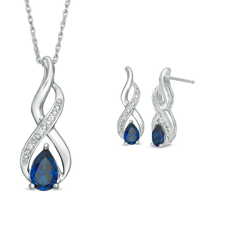 Sapphire and Diamond Necklace and Earring Set - Jahan Jewellery