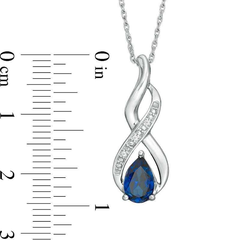 Pear Shape Drop Leaf Diamond Necklace For Women With Sapphire In 14K Rose  Gold