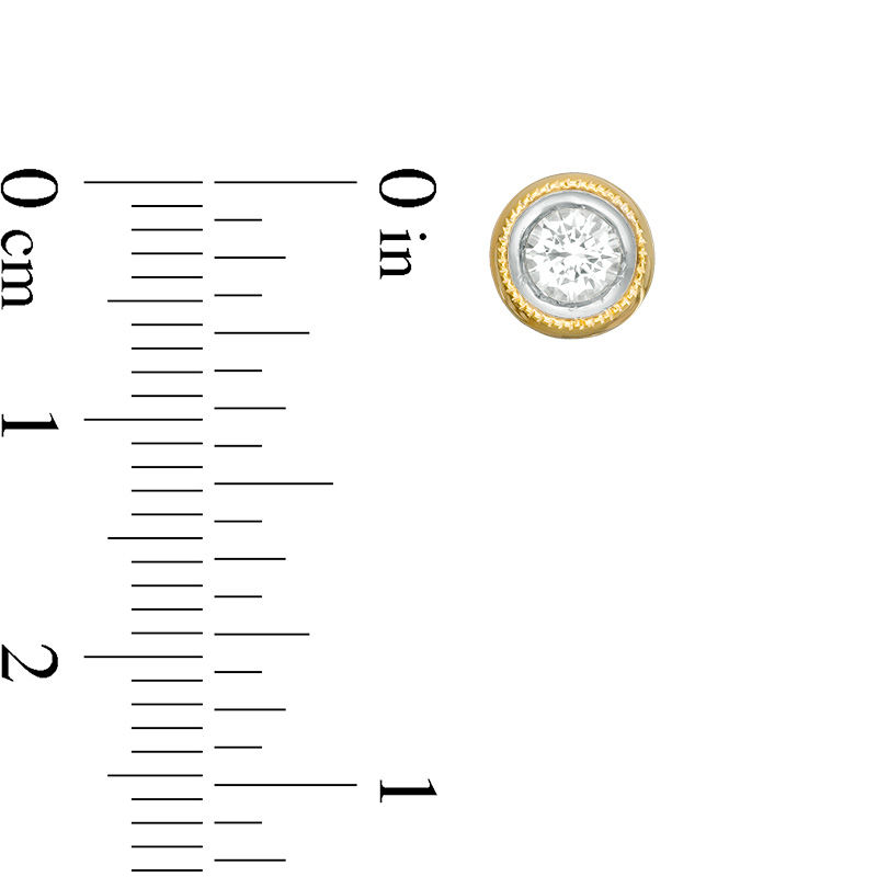 Main Image 2 of Lab-Created White Sapphire Solitaire Vintage-Style Pendant and Stud Earrings Set in Sterling Silver and 14K Gold Plate