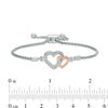 Diamond Accent Interlocking Hearts Bolo Bracelet in Sterling Silver and 10K Rose Gold - 9.5"