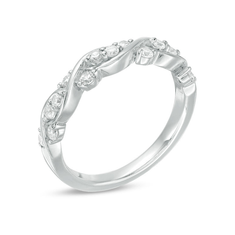 Main Image 2 of 3/8 CT. T.W. Diamond Twist Braid Band in 10K White Gold