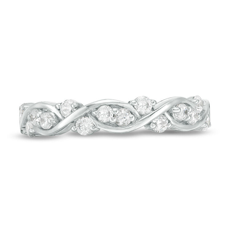 Main Image 3 of 3/8 CT. T.W. Diamond Twist Braid Band in 10K White Gold